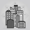 Black and gray night downtown city skyline icon design element