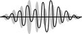Black and gray sound waves visualizing abstract music waves, representing radio signal frequencies and showcasing