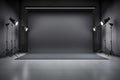 a black and gray walls empty studio with photo lights generative AI Royalty Free Stock Photo