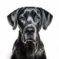 Vivid Portraiture Of A Black Great Dane On White Background