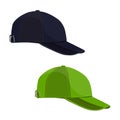 Black and green caps on white background. Baseball cap Royalty Free Stock Photo