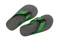 black and green flip flop shoe isolated white background