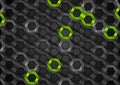 Black and green glossy hexagons metallic texture