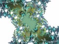 Green white gold flowery fractal, fractal fantasy shapes contrasts lights, sparkling petals, fractal, abstract background Royalty Free Stock Photo
