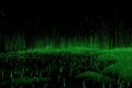 Black and green matrix background moving on screen, digital age concept. Binary algorithm, data code interface Royalty Free Stock Photo
