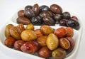 Black and green olives close-up Royalty Free Stock Photo