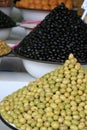 black and green olives in the market