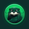 Black And Green Otter Logo In Synthwave Style