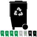 Black and green refuse bin or debris utilization. Royalty Free Stock Photo
