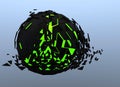 Black and green Sphere Shattered Abstract 3d isolated