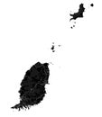 Black Grenada map, Caribbean islands country. Detailed map with administrative border, coastline, cities and roads