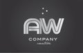 black and grey AW combination alphabet bold letter logo with dots. Joined creative template design for business