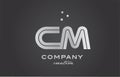 black and grey CM combination alphabet bold letter logo with dots. Joined creative template design for business