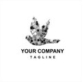 black grey dot bird digital company logo and icon