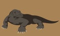 Black grey fierce komodo dragon art