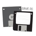 Black grey floppy disk save as icon illustration Royalty Free Stock Photo