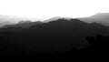 Black and grey mountain silhouette, nicaraguan coffee region near San Ramon, black and white blur image