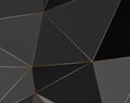 Black and grey Premium background with luxury polygonal pattern and gold triangle lines. Low poly gradient Royalty Free Stock Photo