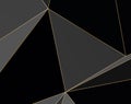 Black and grey Premium background with luxury polygonal pattern and gold triangle lines. Low poly gradient Royalty Free Stock Photo