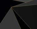 Black and grey Premium background with luxury polygonal pattern and gold triangle lines. Low poly gradient Royalty Free Stock Photo