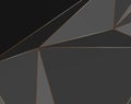 Black and grey Premium background with luxury polygonal pattern and gold triangle lines. Low poly gradient Royalty Free Stock Photo