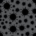 Black on Grey Virus Pattern Seamless Repeat Background Royalty Free Stock Photo