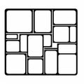 Black Grid with Multiple Rectangular and Square Empty Frames on White Background layout Royalty Free Stock Photo