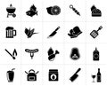 Black Grill and Barbecue Icons