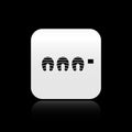Black Grilled fish steak icon isolated on black background. Silver square button. Vector.