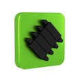 Black Grilled pork bbq ribs icon isolated on transparent background. Green square button.