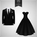 Black groom suit and black bridal gown Royalty Free Stock Photo