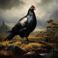 Black Grouse, Tetrao tetrix, lekking nice black bird in marshland, red cap head, animal in the nature forest habitat, Sweden Royalty Free Stock Photo