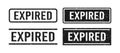 Black grunge expired rubber stamps. Expiration date stamps. Grunge vintage square labels. Set of vector illustrations Royalty Free Stock Photo