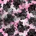 Black grunge roses on trash pink background Royalty Free Stock Photo