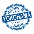 Black grunge rubber stamp with the name of Yokohama city from Japan