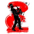 Grunge saxophonist silhouette