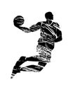 Vector grunge silhouette basketball player