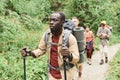 Black guide of hikers