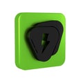 Black Guitar pick icon isolated on transparent background. Musical instrument. Green square button.