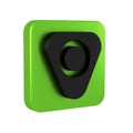 Black Guitar pick icon isolated on transparent background. Musical instrument. Green square button.