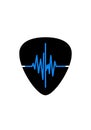 A black, guitar pick-shaped symbol features Royalty Free Stock Photo