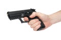 Black gun in a hand Royalty Free Stock Photo