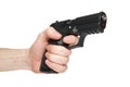 Black gun in a hand Royalty Free Stock Photo