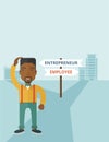 Black guy confused with enterpreneur or employee Royalty Free Stock Photo