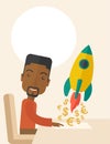 Black guy is happy to start up a new business Royalty Free Stock Photo