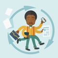 Black guy with multitasking job Royalty Free Stock Photo