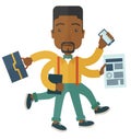 Black guy with multitasking job Royalty Free Stock Photo