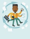 Black guy with multitasking job Royalty Free Stock Photo