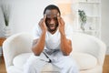 Black guy stressting and headache Royalty Free Stock Photo