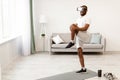 Black Guy Training Wearing Virtual Reality Headset Having Workout Indoors Royalty Free Stock Photo